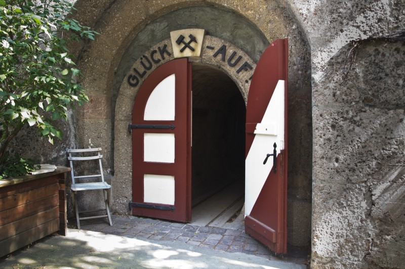 Eingang Bergbaumuseum Hall in Tirol