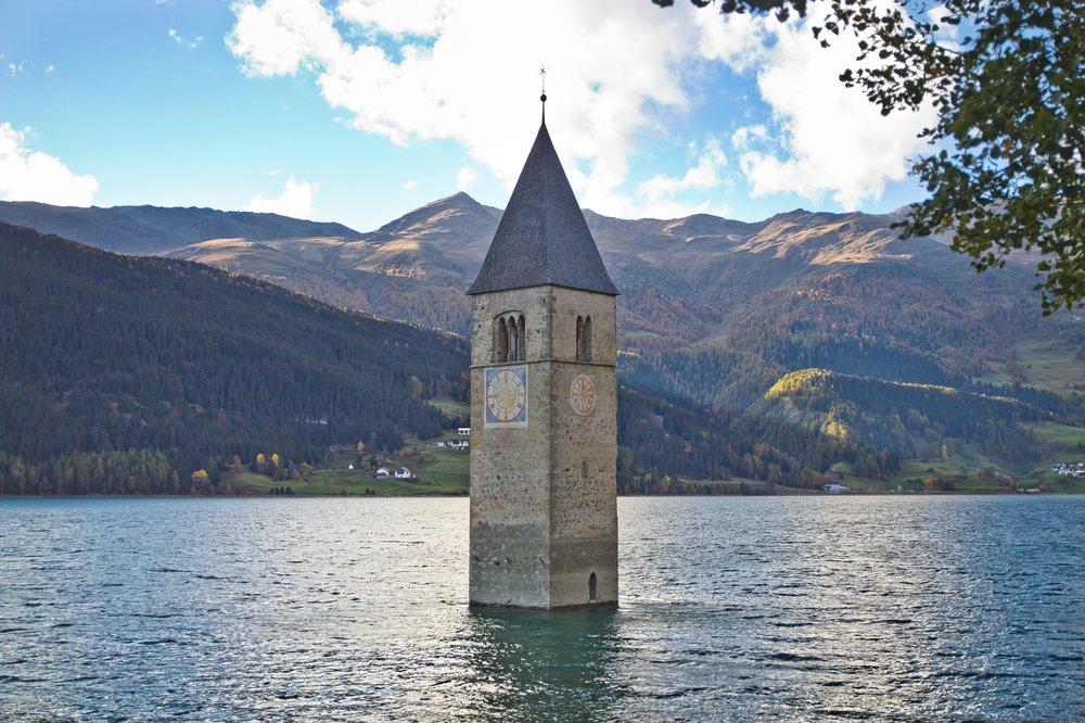 Kirchturm Reschensee Reschenpass