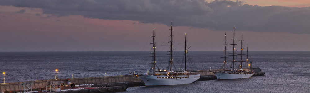 Sea Cloud I und Sea Cloud II im Hafen von La Gomera