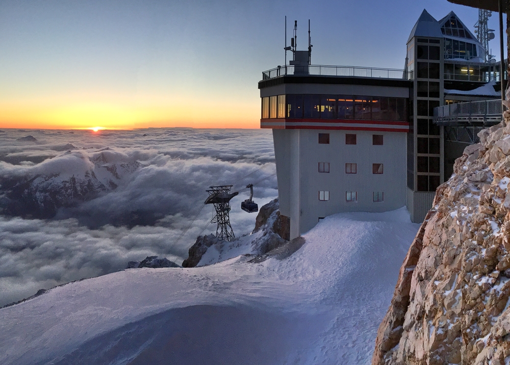 Zugspitze Seilbahn Sonnenuntergang