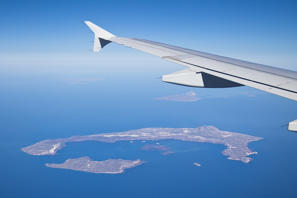 Santorin Luftbild Luftaufnahme Aegean Airlines