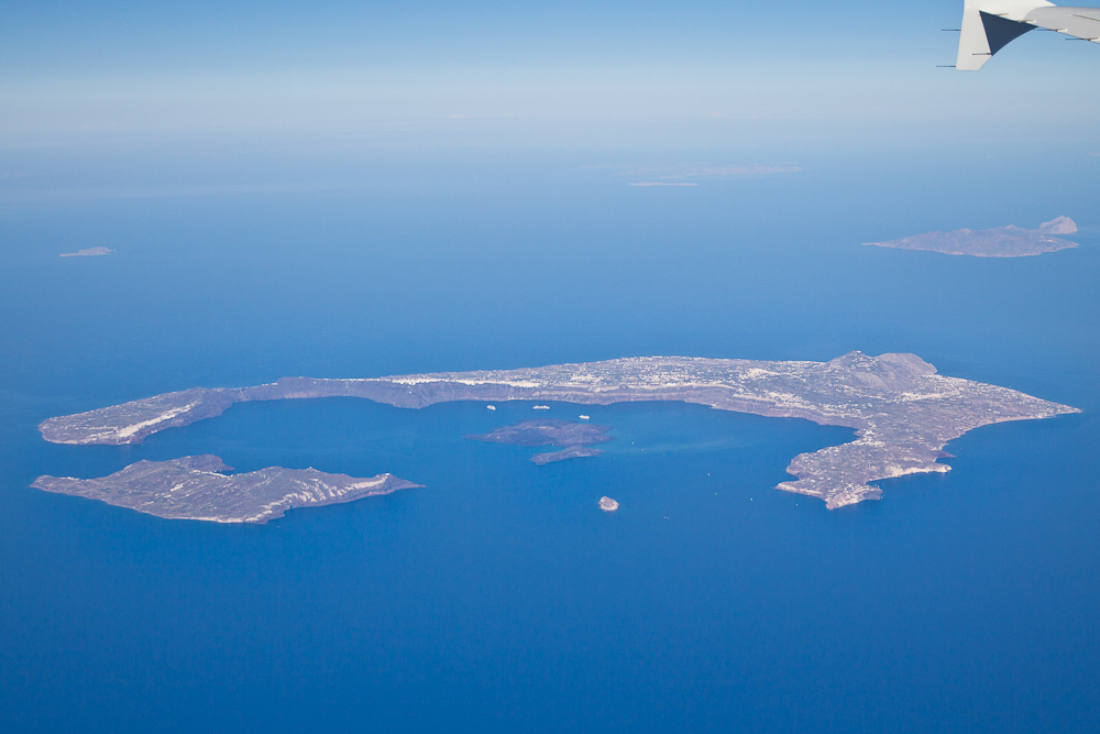 Santorin Luftbild Luftaufnahme Aegean Airlines